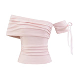 Wandy Off-shoulder Ribbon Tee