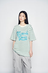 25SS STRIPE LOGO PRINT SHORT SLEEVE T-SHIRT GREEN