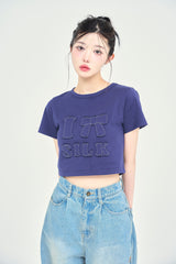 ワッペンステッチ半袖ミニTシャツ
