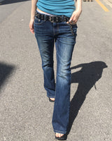 Blue washing boots cut pants