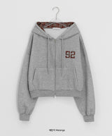 Ginpo Brushed Two-Way Check Color Matching Hood Zip-Up