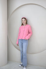 Pink Tweed Button Jacket