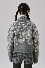 Flower Wool Cardigan [Gray]