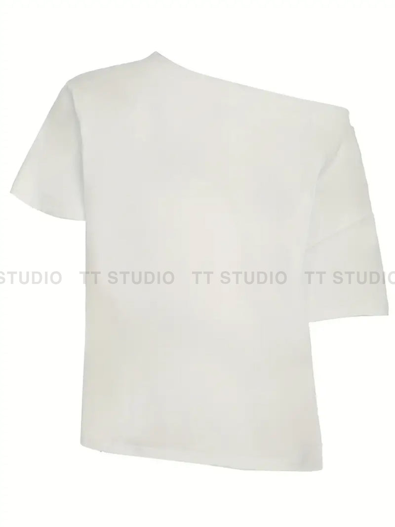 リップオフショルダーTシャツ