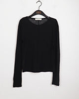 Saawn wool tencel cut see-through layered t-shirt
