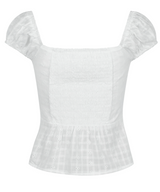 Square Neck Puff BL - flower jacquard