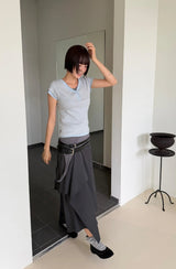UNBALANCE WRAP LAYERED SKIRT