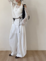 Damaged See-through Boat Neck Loose Fit Knit