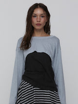 Striped Mini Skirt_Charcoal