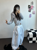 SHEEP FUR FLEECE CROPPED HALF POLO NECK ZIP UP 🧸🩶🤍🖤🩵4COLOR