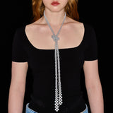 BEADED MULTI PEARL TIE (GREY)