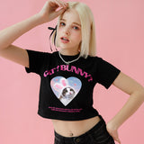 CAT&BUNNY CROP T-SHIRT [4COLOR]