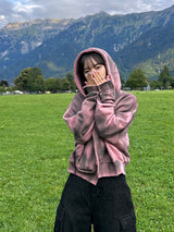 Unisex Tie Dye Over Hooded Zip-Up 2C