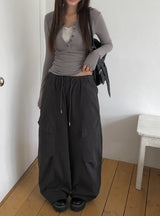 Zeta Cargo String Wide Banding Pants
