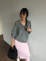 カシミアファインウールVネックニット(7color)