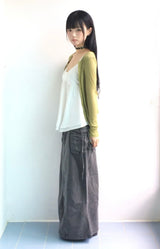 Vintage pocket washed long skirt