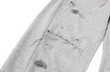 destroyed side tuck sweat pants (gray)