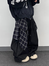 ノンフェイドチェックレイヤードデニムパンツ