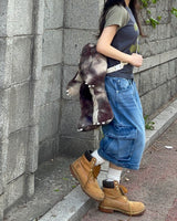 Unisex ツーウェイバミューダジッパーカーゴワイドデニムパンツ