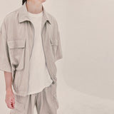 street shape shortsleeve zipup_beige