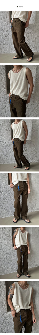 [S/S] Cut off cotton semi wide pants (3color)