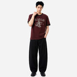 Essential Standard Short-Sleeve Ringer T-Shirt Cool Cats Club Burgundy