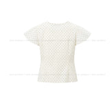 Enne Dot Ribbon Pintuck Blouse