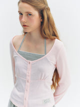 Halter Button T-Shirt (Pink)