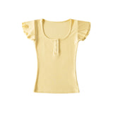 Elin U-Neck Slim Cap Tee