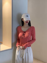 [BELLIDE MADE] Brin, slim U-neck long-sleeved T-shirt