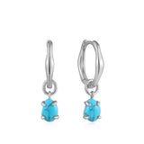 Wave Turquoise Hoop 925 Silver Earring E044-05H