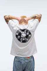 EEERRR レコードアートワークダメージウォッシングTシャツ (ホワイト)