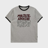 Maltese Archive Line Graphic Ringer Half Sleeve T-shirt