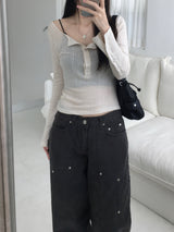 Slim button T-shirt (2 colors)