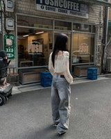 グレーダメージワイドパンツ