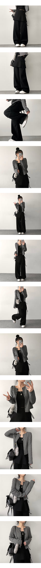 Elo String Wrap Skirt Banded Waist Pants Set