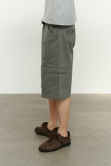 パネルドカーゴポケットヘリンボーンツイルショーツ (Washed Khaki)