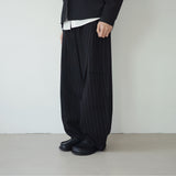 stripe curved wide slacks