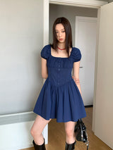 Palace Square Neck Puff Flared Dress