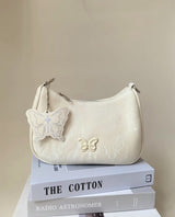 Butterfly Wappen Patch Faux Leather Shoulder Bag