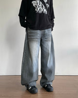 Gray Washing Denim Pants