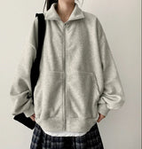 Mepo Soft Fleece Overfit High Neck Zip-up