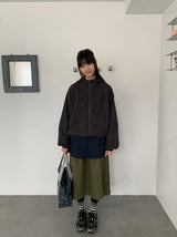 [unisex] コパットチェックフードウインドブレーカージャンパー
