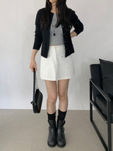 Obdi Elastic Waist A-line Mini Skirt