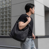 Woven Suede-Look Shoulder Bag