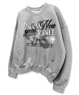 New Year グラフィックスウェットシャツ_グレー