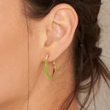 Neon Green Enamel Gold Hoop 925 Silver Ring Earring E040-04G-NG