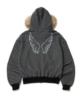 STRIPE WINGS FUR HOODIE ZIP-UP