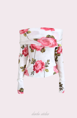Pink rose off-shoulder long-sleeve top