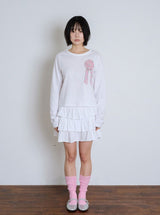 コサージュサイドポイントスリム長袖Tシャツ